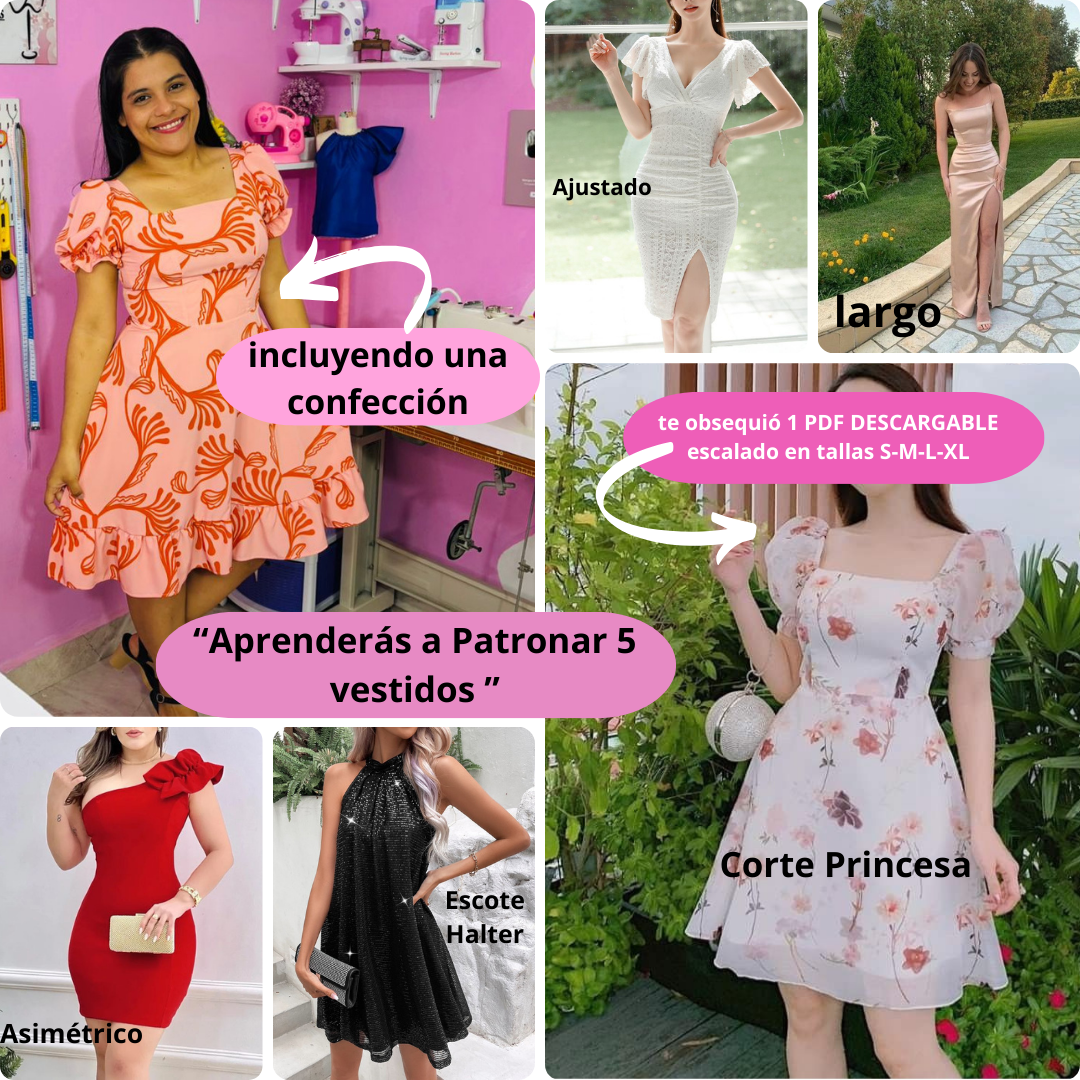 Patronaje de 5 Vestidos Casuales – Juveniles y una Confección